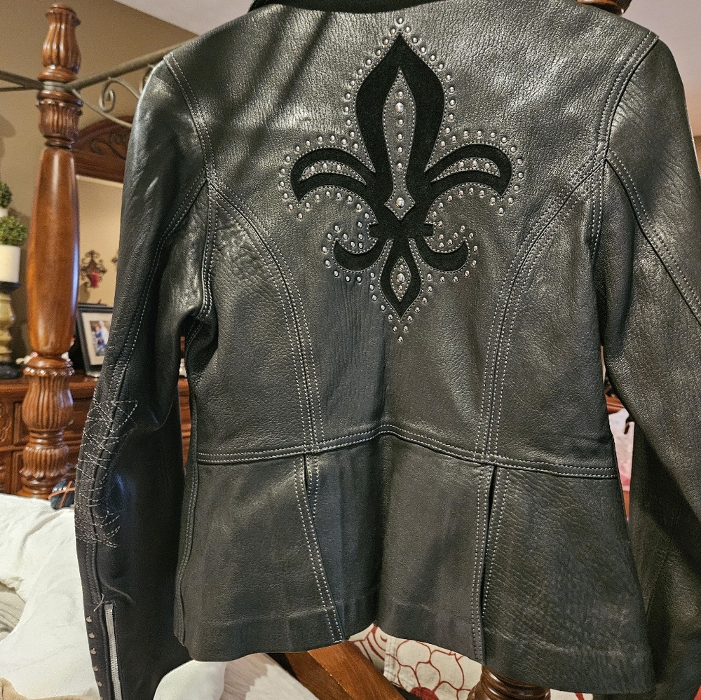 Coral Leather Coat